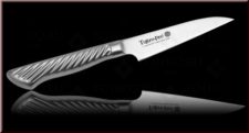 Кухонный Нож TOJIRO PRO (F-844), длина лезвия 90 мм, сталь VG10, 3 слоя, рукоять сталь, заточка #8000