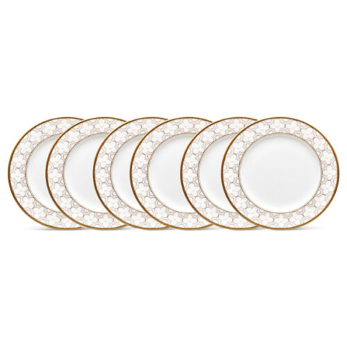 Набор из 6 тарелок десертных Noritake "Трефолио,золотой кант" 16,5см