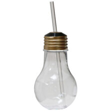 Бокал-лампочка с соломинкой с крышкой Diligence4us 420 мл, золото