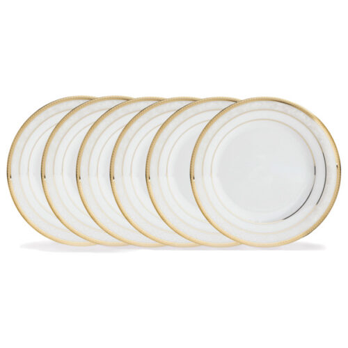 Набор из 6 тарелок закусочных Noritake "Хэмпшир, золотой кант" 21см