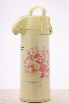 Термос с помпой и стеклянной колбой 2,5 литра Розовые цветы, Japonica (Япония)