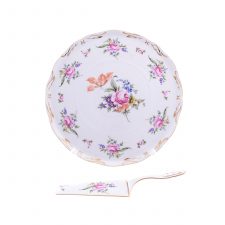 Тарелка для торта с лопаткой Queen's Crown Полевой цветок 28см