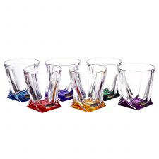 Набор стаканов для виски Crystalite Bohemia Quadro Ассорти 340 мл(6 шт)