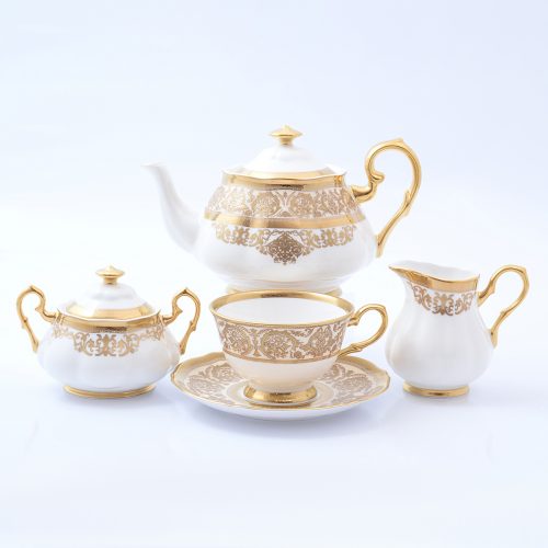 Чайный сервиз Prouna Golden Romance Cream Gold 6 персон 17 предметов