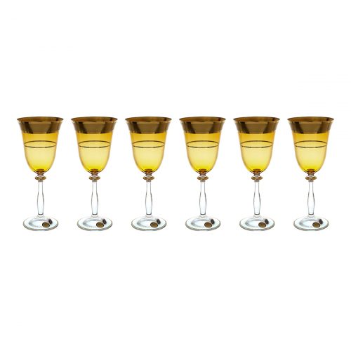 Набор бокалов для вина Star Crystal Смальта Анжела Янтарный 250мл (6 шт)