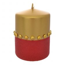 Свеча Adpal Goldie 10/7 см металлик золотой/велюр красный