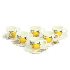 Набор кофейных пар 6 чашек + 6 блюдец 12 предметов NUOVA CER Лимоны