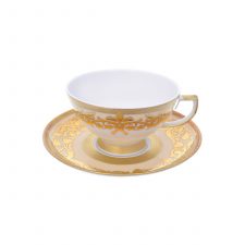 Чашка чайная с блюдцем Mix&Match Синергия. Платиновый кант 250мл, костяной фарфор