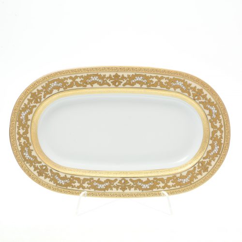 Блюдо овальное Falkenporzellan Alena 3D Creme Gold Constanza 24 см