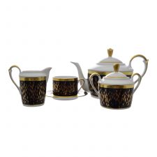 Чайный сервиз на 6 персон 17 предметов Falkenporzellan Constanza Rialto Black Gold