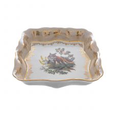 Салатник квадратный 24 см Queen's Crown Охота Бежевая