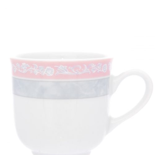 Чашка кофейная Thun Яна серый мрамор с розовым кантом
