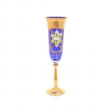 Анжела набор бокалов для шампанского синий Bohemia Star Crystal 190 мл(6 шт)
