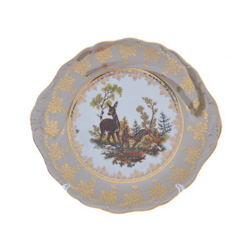 Блюдо круглое Crown Aristokrat Охота бежевая 27 см