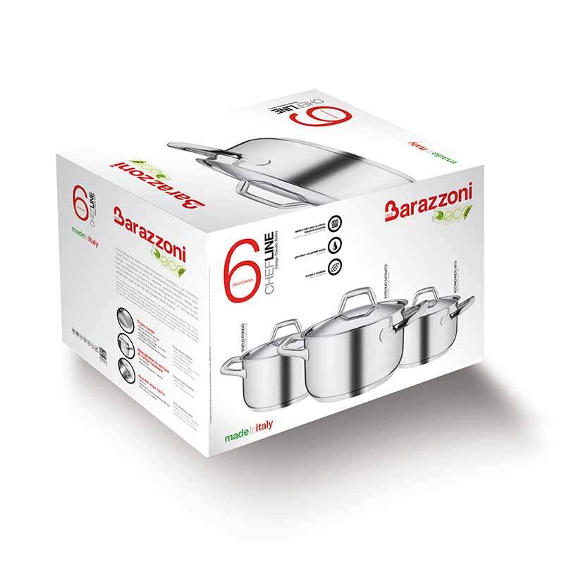 Набор 3-х кастрюль Barazzoni Chef line 16, 20, 24 см, сталь нержавеющая Набор 3-х кастрюль Barazzoni Chef line 16, 20, 24 см, сталь нержавеющая