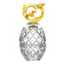 Конфетница с крышкой Cristal de Paris Цветок 15 см, фуксия