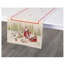 Дорожка для стола Mix&Match Home Дед Мороз в волшебном лесу 44х140 см, гобелен, бежевый