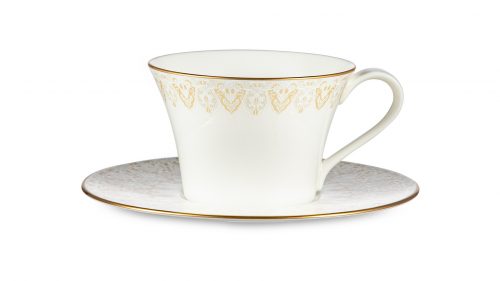 Чашка чайная с блюдцем Narumi Аврора Шампань 270 мл, фарфор костяной