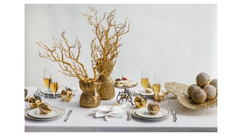 Тарелка обеденная L’Objet Эгейская 27 см, золотой декор, фарфор