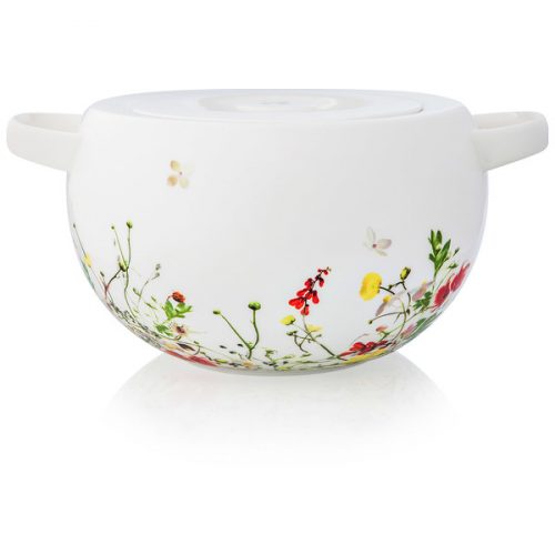 Блюдо для горячего с крышкой Rosenthal Дикие цветы, фарфор костяной