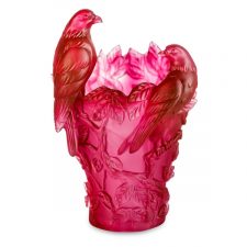 Ваза Cristal de Paris Попугаи 20 см, красная