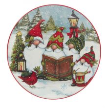 Тарелка закусочная Certified Int. Рождественские гномы с книжкой 22 см, керамика