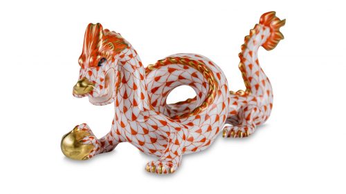 Фигурка Herend Дракон 13х5,5х5,5 см, фарфор, оранжевая