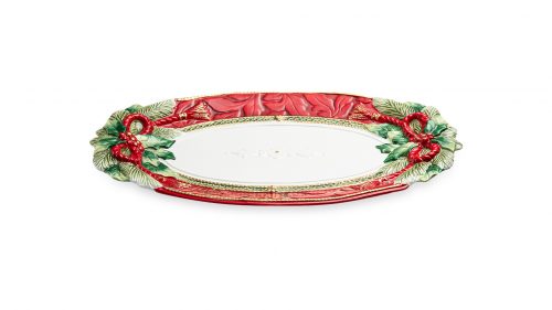 Блюдо овальное Lamart Fitz& Floyd 44х26 см, керамика, ручная роспись, красное