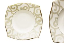 Тарелка суповая Noritake Рочель Золотой кант 21,5 см, фарфор костяной