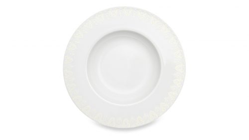Тарелка суповая Narumi Аврора жемчуг 23 см, фарфор костяной
