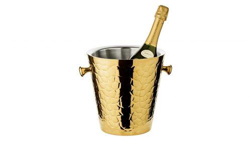 Ведро для шампанского на подставке Edzard Капри Д23хН83 см, на 1 бутылку, золото, сталь нержавеющая