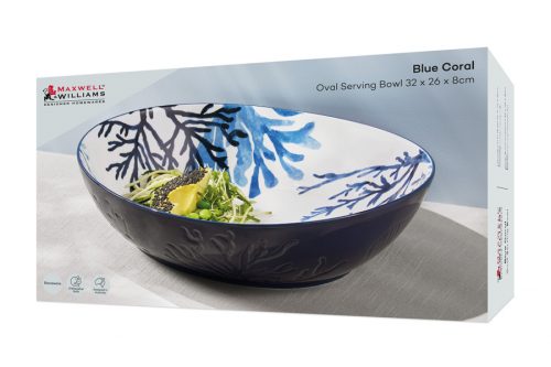 Салатник 32х26, 3л, Maxwell Williams, керамика, овальный, Синие кораллы, Blue Coral