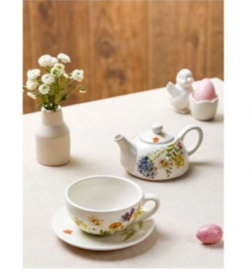 Набор Эгоист Decor de table Полевые цветы чайник 250 мл, чашка чайная 250 мл, Decor de table, керамика
