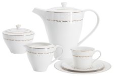 Сервиз чайный Мираж 6 перс, 21 пр, фарфор, с золотистым кантом, Anna Lafarg Emly