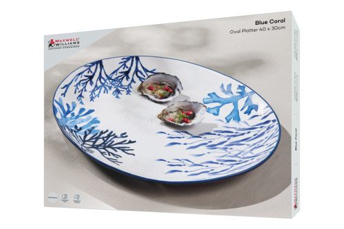 Блюдо 40х30 см Maxwell Williams, керамика, овальное, Синие кораллы, Blue Coral