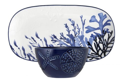 Набор  2 предмета, блюдо/салатник Maxwell Williams, керамика Синие кораллы, Blue Coral