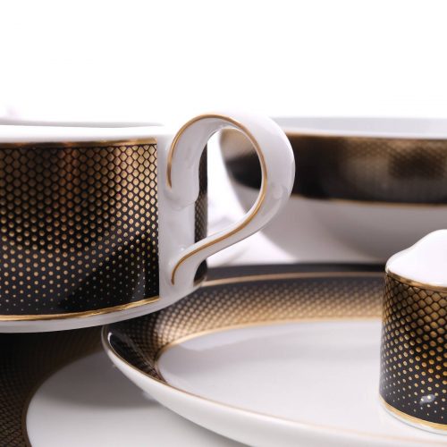 Столовый сервиз Falkenporzellan Deluxe Shape - Rio Black Gold 6 персон 26 предметов, с супником, Германия