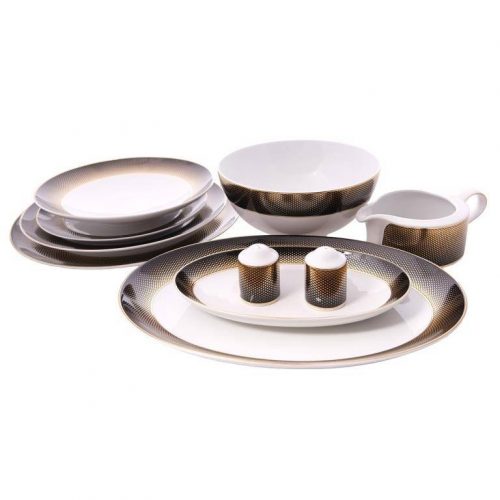 Столовый сервиз Falkenporzellan Deluxe Shape - Rio Black Gold 6 персон 25 предметов, Германия