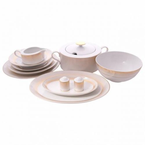 Столовый сервиз Falkenporzellan Deluxe Shape - Rio White Gold 6 персон 26 предметов, с супником, Германия