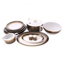 Столовый сервиз Falkenporzellan Deluxe Shape - Rio Black Gold 6 персон 26 предметов, с супником, Германия