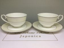 Набор 2 чайные пары Серый шелк, Japonica, костяной фарфор, Япония