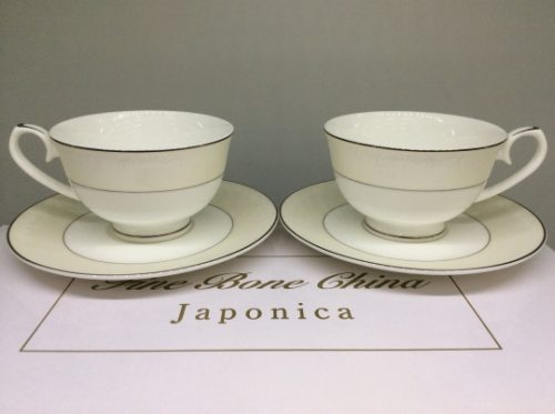 Набор 6 чайных пар Серый шелк, Japonica, костяной фарфор, Япония