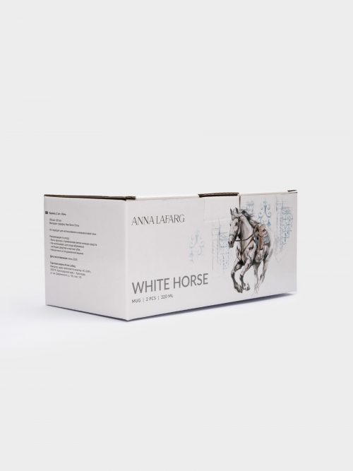 Кружка 320 мл, набор 2 шт, фарфор, Грациозные лошади, White horse, Anna Lafarg