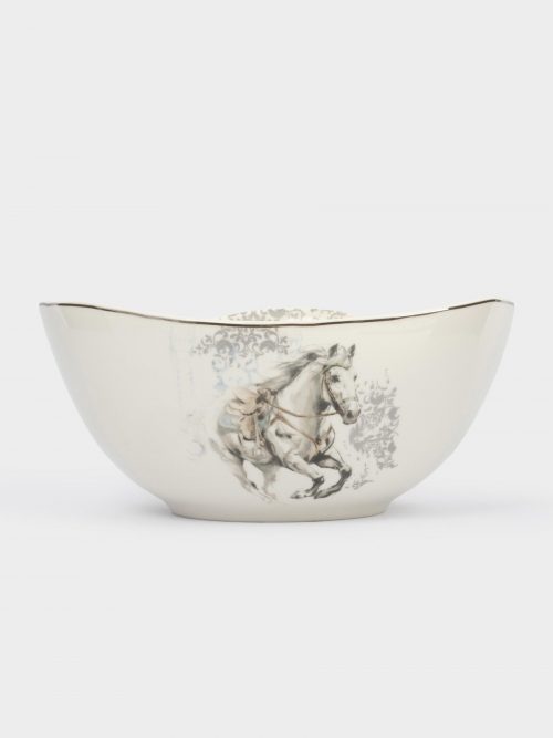 Cалатник 21x11 см, фарфор, Грациозные лошади, White horse, Anna Lafarg