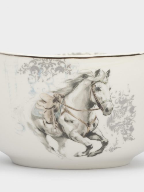 Cалатник 21x11 см, фарфор, Грациозные лошади, White horse, Anna Lafarg