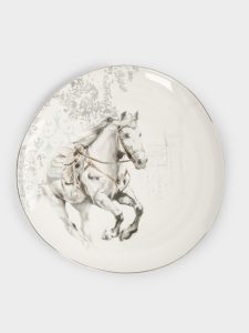 Тарелка закусочная 21 см, фарфор, Грациозные лошади, White horse, Anna Lafarg