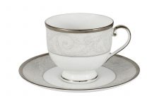 Набор чайных пар на 6 персон (высокая чашка) Narumi Платиновый ноктюрн 220 мл, фарфор костяной