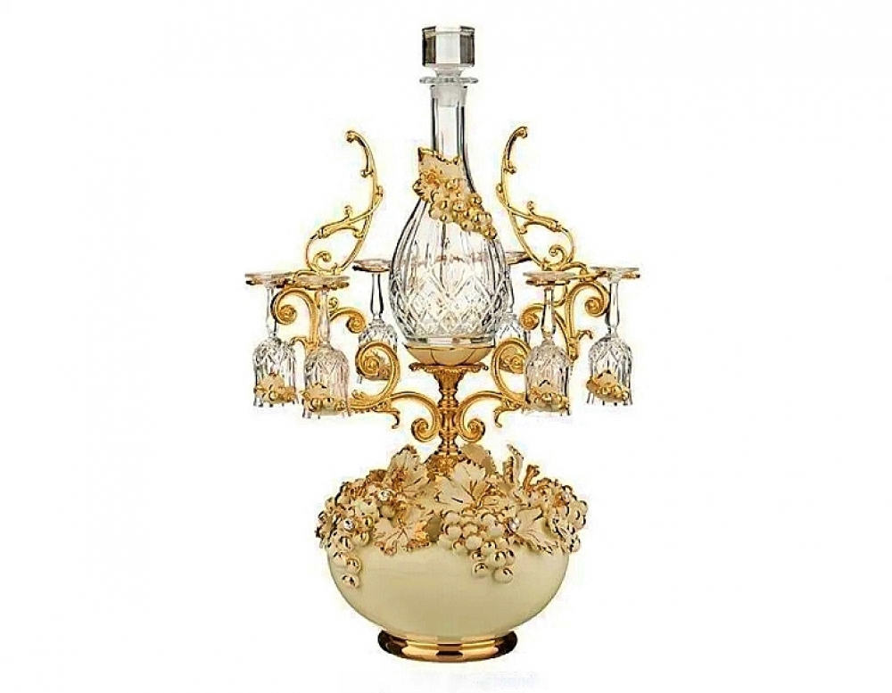 Набор для ликера 7 пр. Виноград беж с кристаллами Сваровски, Италия Набор для ликера 7 пр. Виноград беж с кристаллами Сваровски, Италия