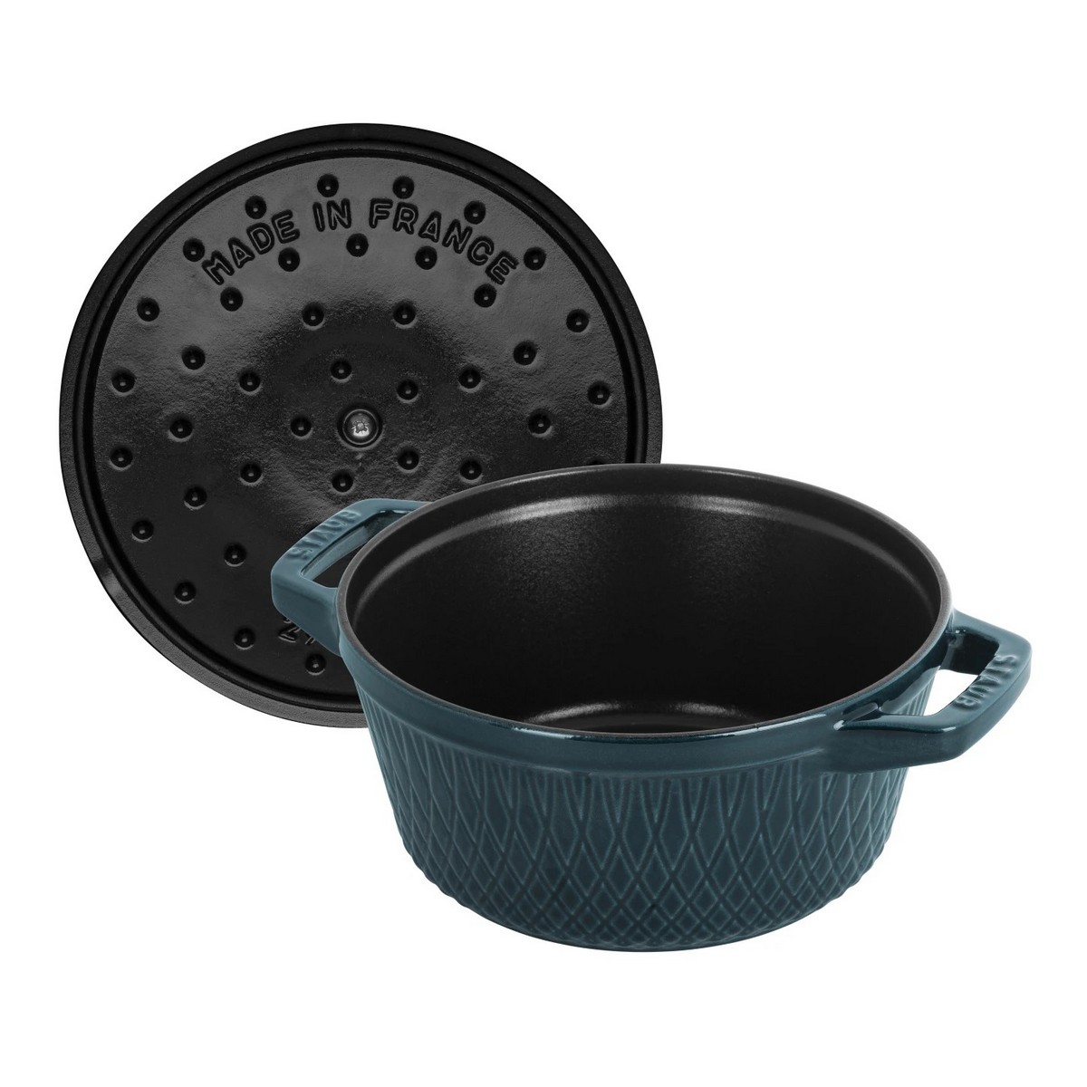 Кокот круглый 24 см, 4,25 л, цвет морская волна, Staub, Франция Кокот круглый 24 см, 4,25 л, цвет морская волна, Staub, Франция