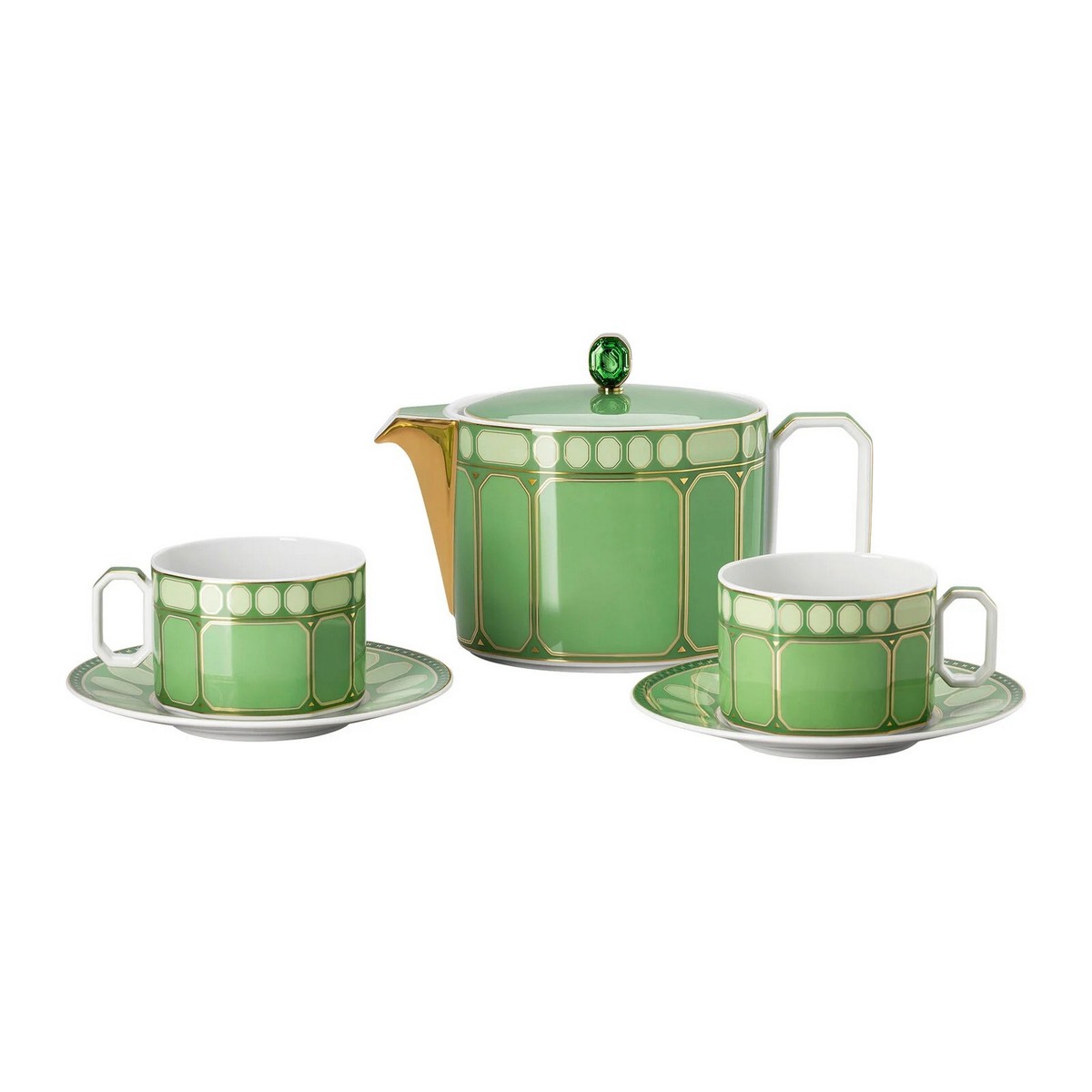 Сервиз чайный на 2 персоны, 3 предмета Rosenthal Swarovski Сигнум, зеленый, Германия Сервиз чайный на 2 персоны, 3 предмета Rosenthal Swarovski Сигнум, зеленый, Германия